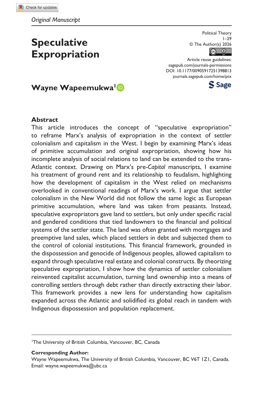 Speculative Expropriation — first page